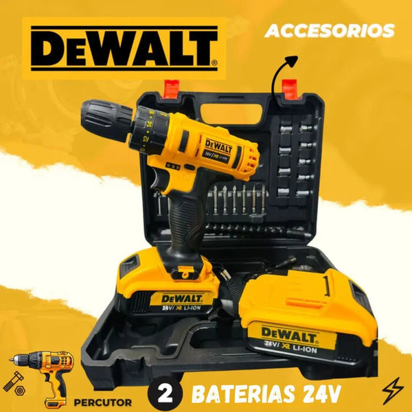 ÚLTIMA LIQUIDACIÓN TALADRO INALÁMBRICO DEWALT + 2 BATERÍAS + CAJA DE HERRAMIENTAS + 24 ACCESORIOS DE REGALO + CARGADOR BIVOLT